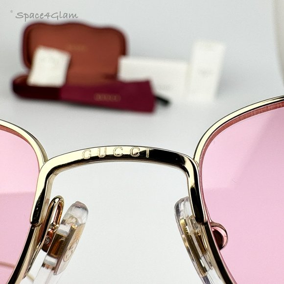 BRAND NEW Gucci GG1648S 005 Gold Pink Unisex Rectangle Sunglasses GG 1648S main image 7